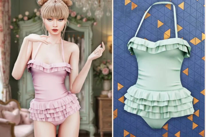 Ruffle halter swimsuit