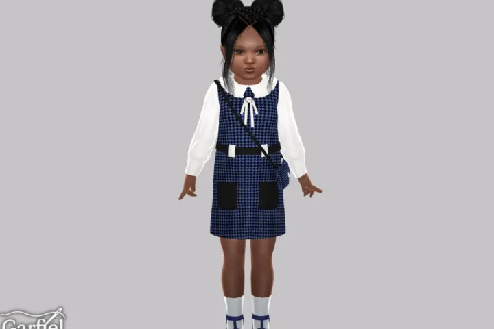 Toddler - Houndstooth pinafore dress with preppy school charm