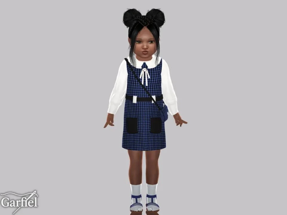 Toddler - Houndstooth pinafore dress with preppy school charm