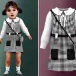 Toddler - Houndstooth pinafore dress with preppy school charm