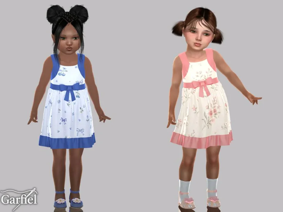Toddler - Floral bow dress with cheerful summer sweetness