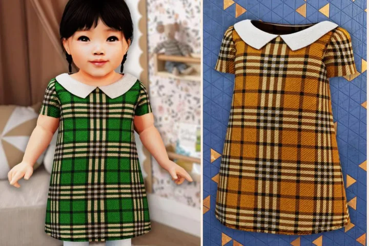 Infant - Plaid collar dress
