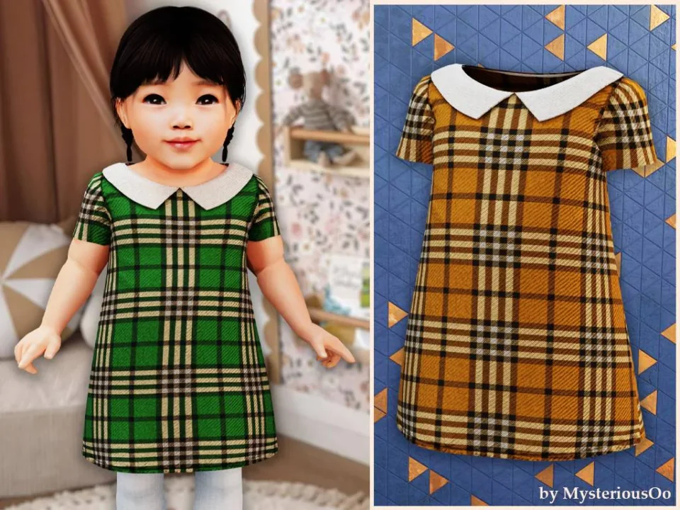 Infant - Plaid collar dress