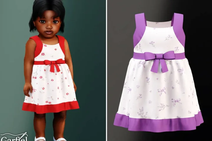 Infant - Floral ribbon dress with sweet summer charm