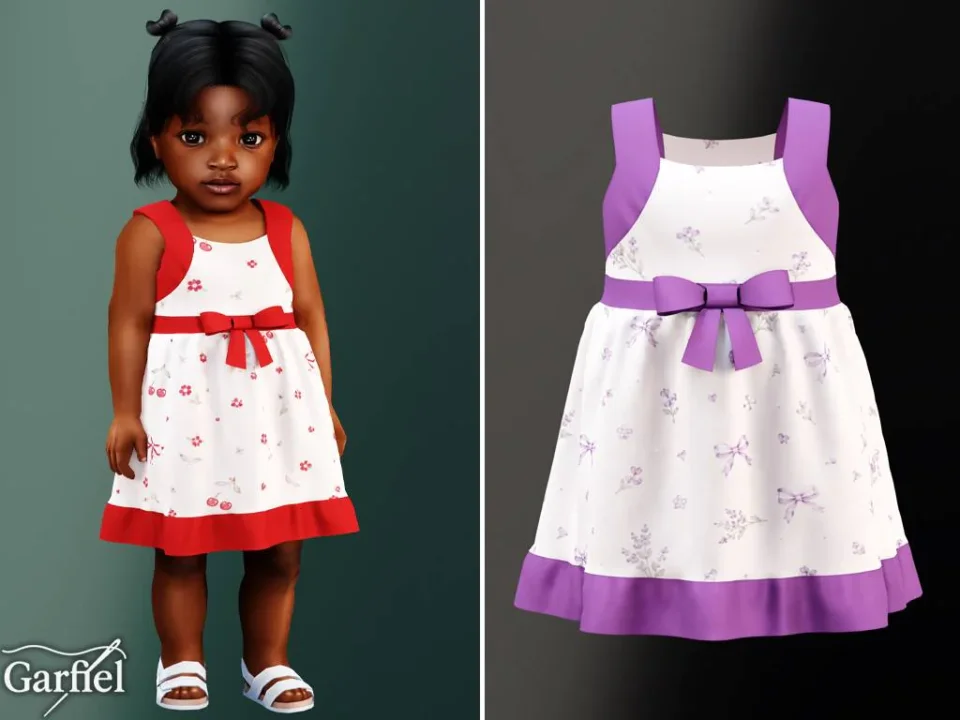 Infant - Floral ribbon dress with sweet summer charm
