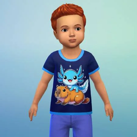Toddler Riding Axolotl Top