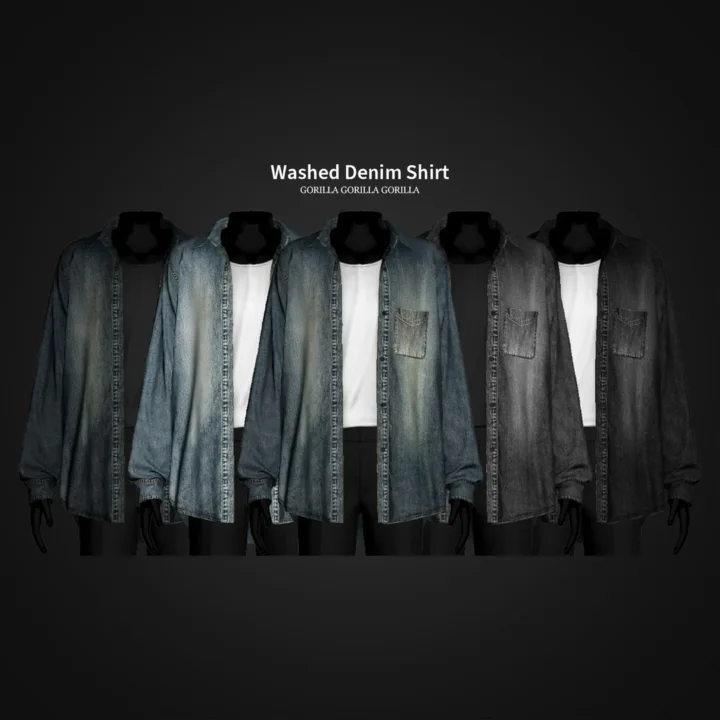 Мужская джинсовая рубашка с футболкой - Washed Denim Shirt