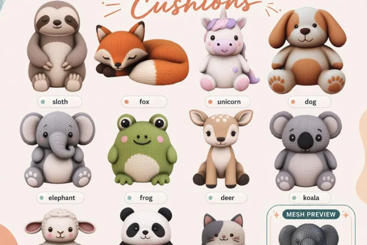 Вязанные игрушки "Knitted Animal Cushions"
