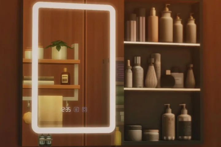 Умное зеркало с косметикой "Cosmetics Rack with Digital LED Mirror"