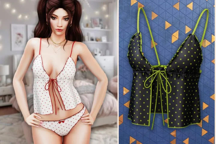 Polka dot lace up cami