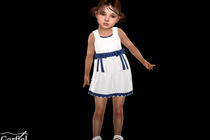 Toddler - Sleeveless bow dress with playful polka dot accents