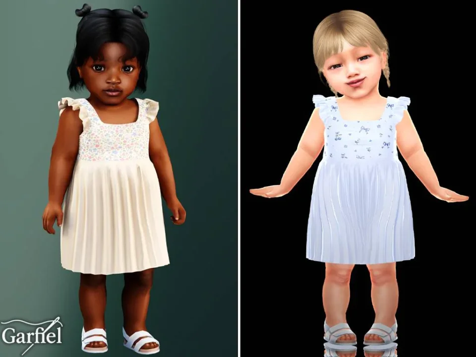 Infant - Flutter sleeve dress with soft pleated skirt