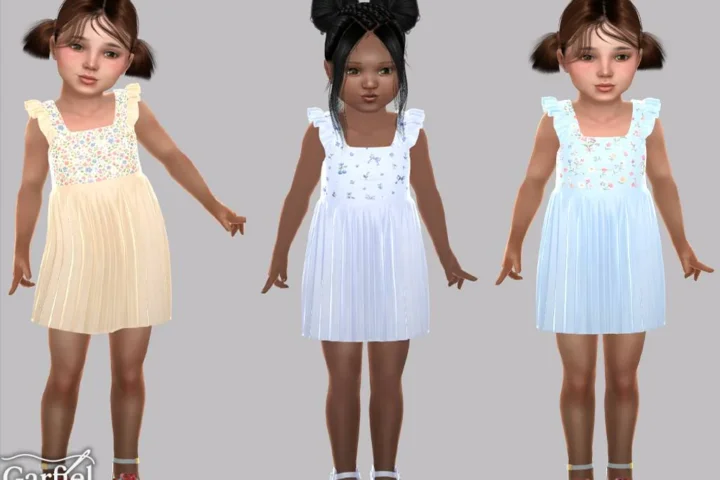 Toddler - Ruffled floral dress with soft pleated skirt