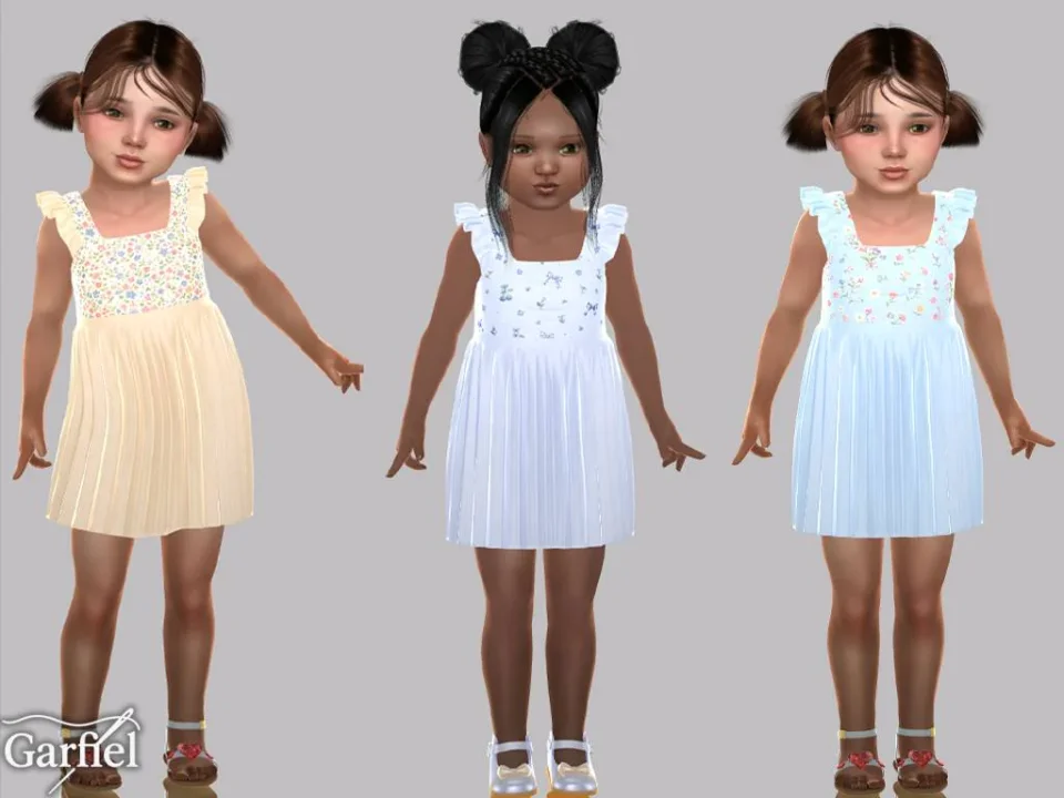Toddler - Ruffled floral dress with soft pleated skirt