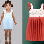 Toddler - Ruffled floral dress with soft pleated skirt