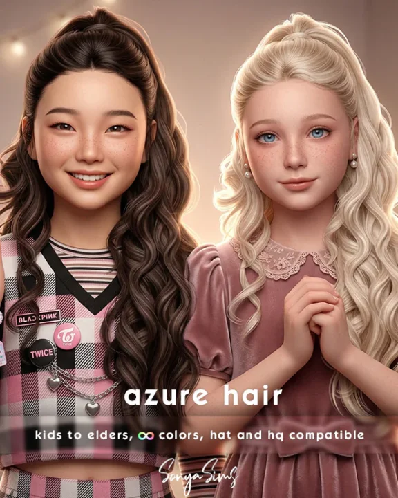Прическа для девочек - Azure Hair Set - Kids (No Bangs)