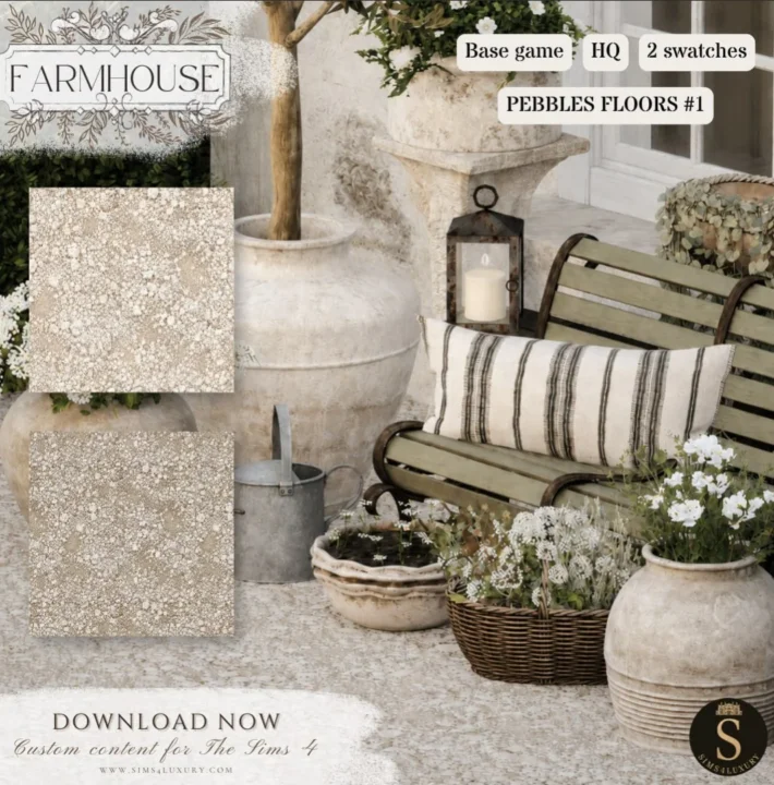 Sims4Luxury - Farmhouse 2026 - Pebbles floors #1
