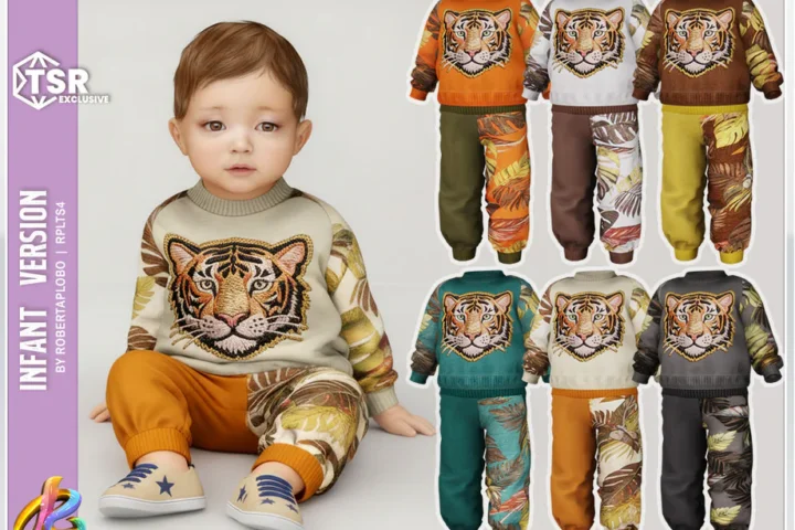 RobertaPLobo - 347 - Infant Boy SET -Tiger Style Cozy Outfit