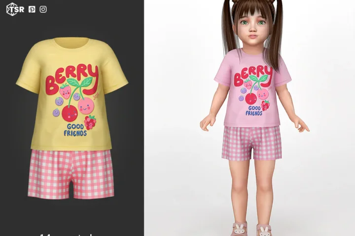 Adaline T-Shirt and Gingham Shorts Outfit Berry Friends