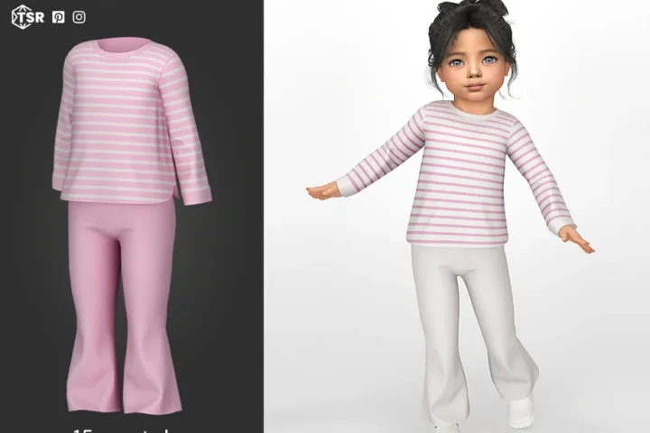 talarian - Ariella Striped Sweater Flare Pants Outfit TODDLER