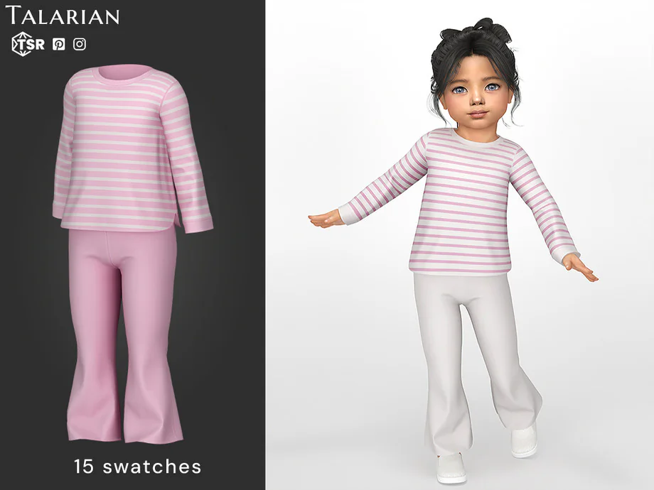 talarian - Ariella Striped Sweater Flare Pants Outfit TODDLER