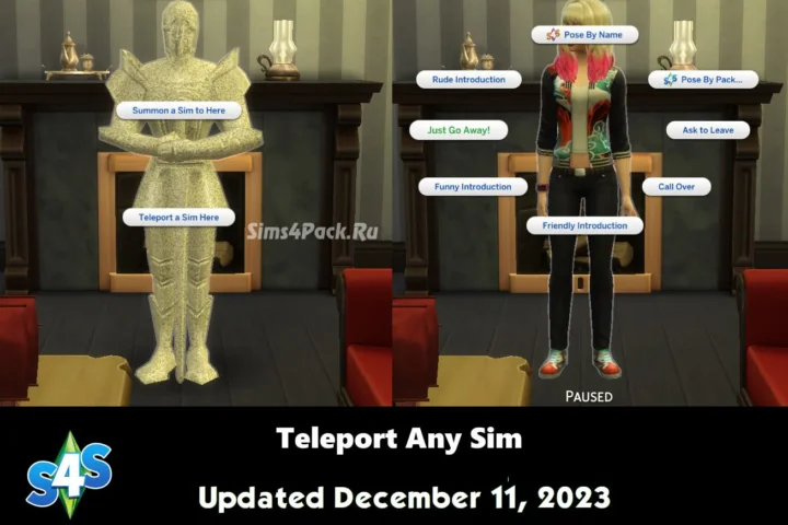 Мод для телепортации симов "Teleport Any Sim" для Симс 4