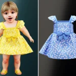Infant - Floral bow dress with flutter sleeve charm