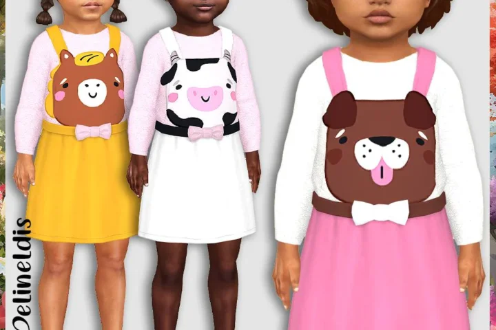 Toddler Animal Heads Dungaree Skirts