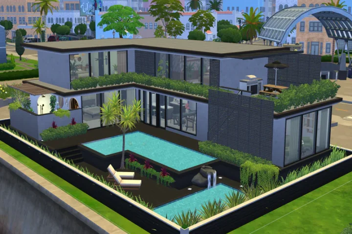 Azure Breeze Villa - The Sims 4 No CC Build