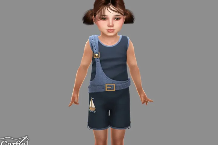 Toddler - Nautical layered romper with playful buckle detail