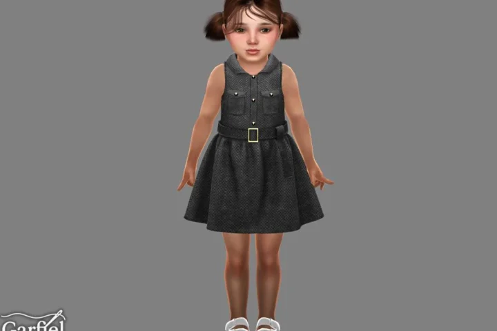 Toddler - Structured belted dress with polished utility charm