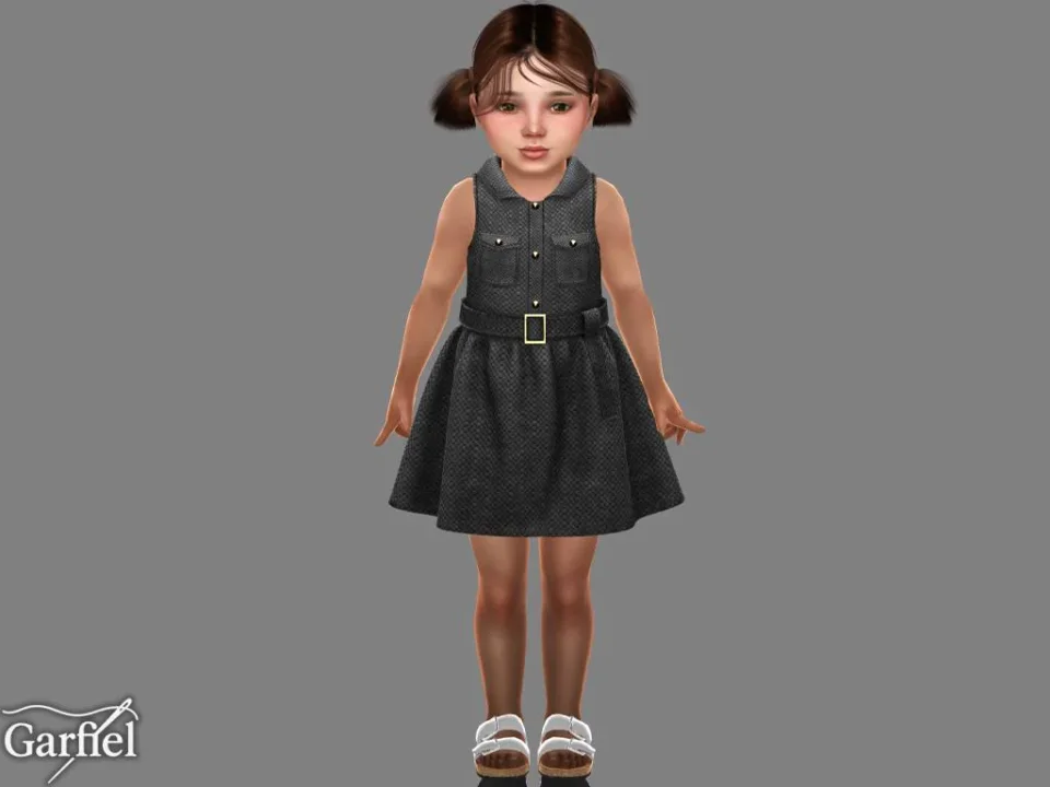 Toddler - Structured belted dress with polished utility charm