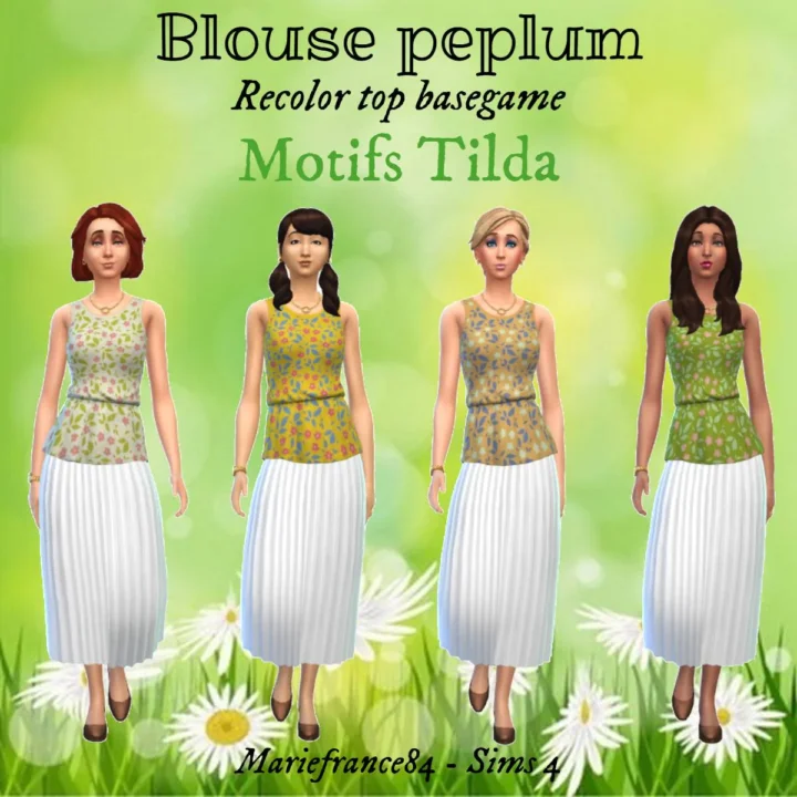Blouse Peplum // Look floral // Recolor top basegame