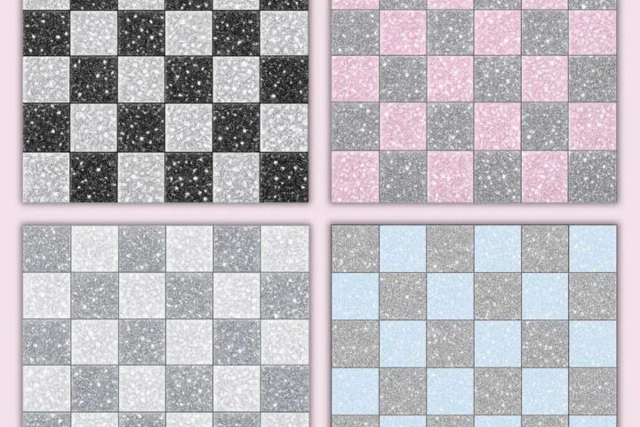 Sugar Sparkle Collection – Glitter Checkerboard Floor Tiles