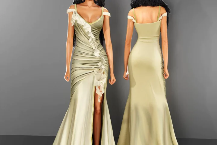 Draped High Slit Dress