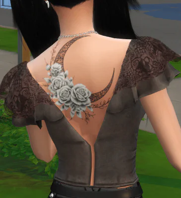 Gothic moon and rose tattoo