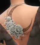 Gothic moon and rose tattoo