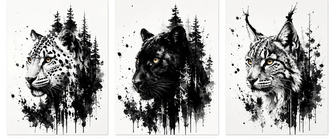 Series of paintings Wild Animals part # 4 Looking Through Pine