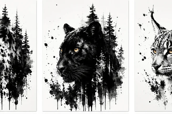 Series of paintings Wild Animals part # 4 Looking Through Pine