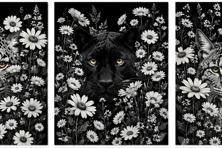 Series of paintings Wild Animals part # 3 Chamomile Field