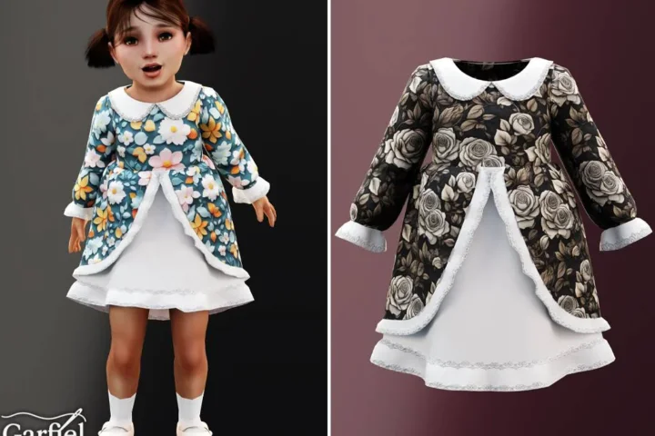 Toddler - Floral layered dress with soft vintage charm