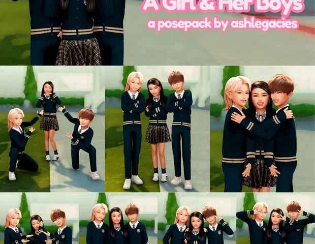 A Girl & Her Boys (child) Posepack by Ashlegacies