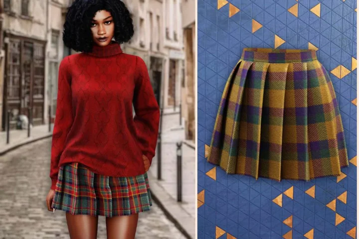 Classic plaid pleated skirt