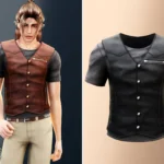 Adult - Layered leather vest top with rugged zipper details
