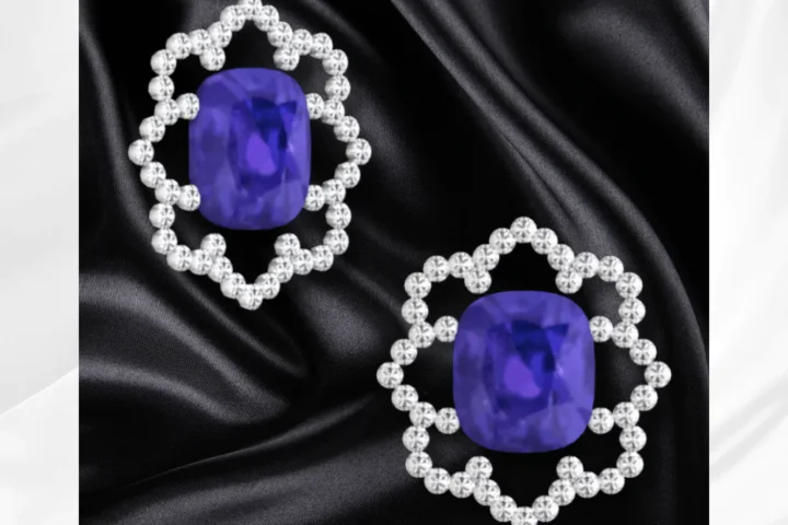 Royal Sapphire Halo Stud Earrings