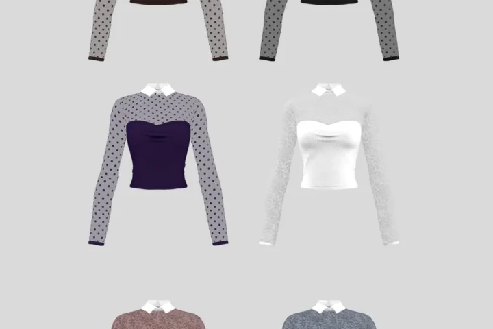 [charon&roqiqi]Polka dot lace_top