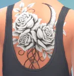 Moon with Roses Tattoo 2