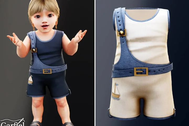 Infant - Sailboat romper with layered nautical charm