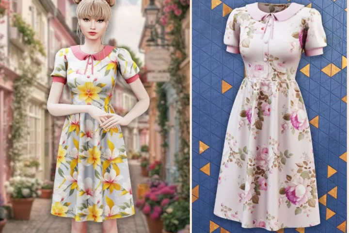 Adult - Floral collar dress