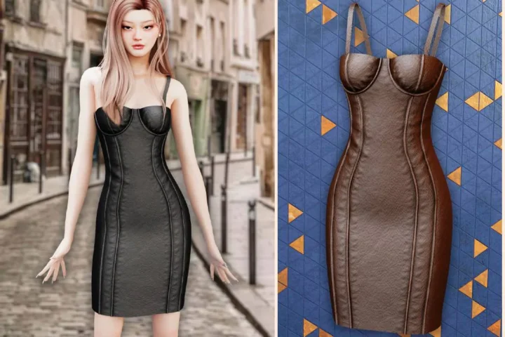 Sleek leather bodycon dress